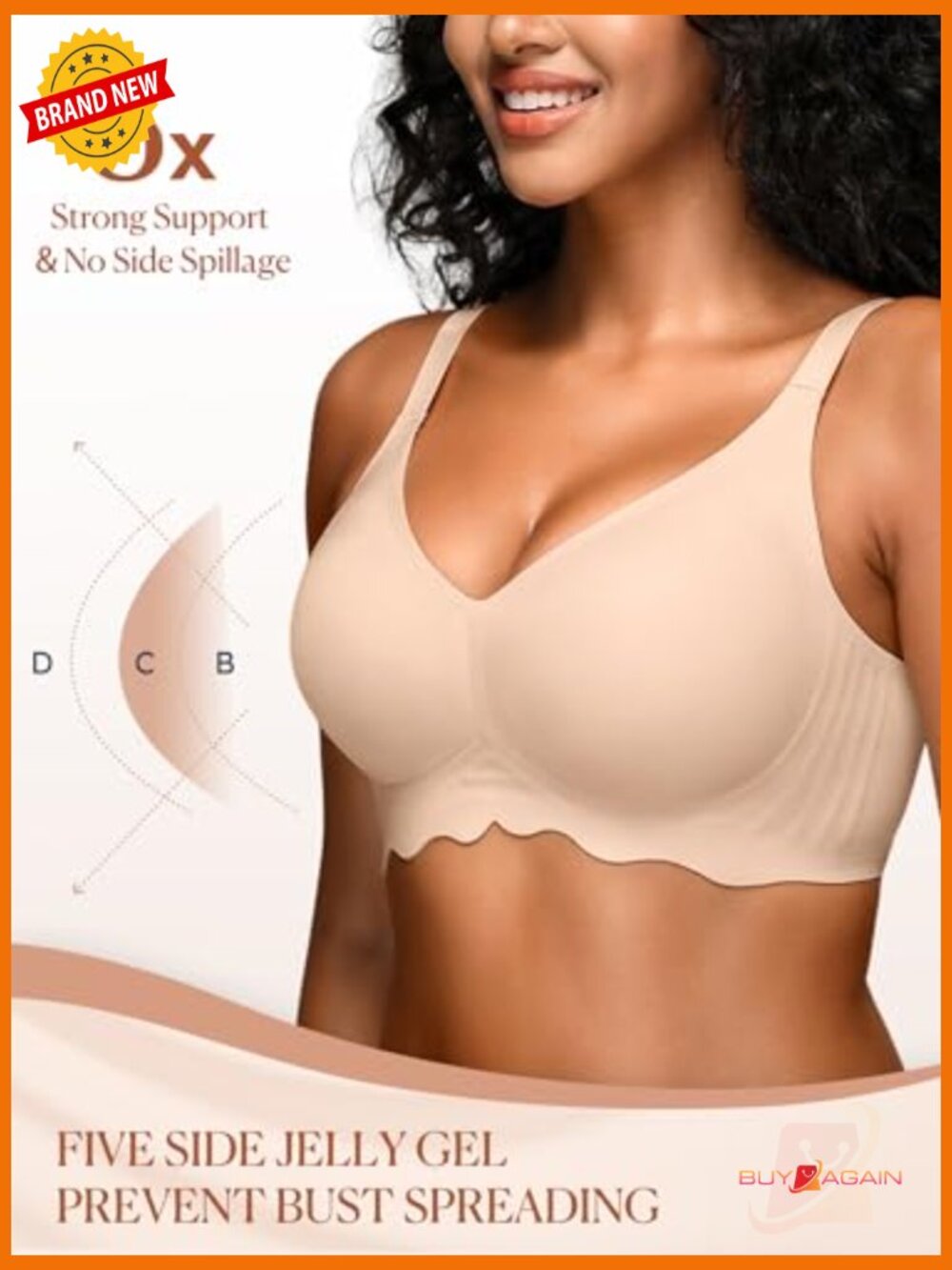 Jelly Support Wireless Bralette, Seamless Padded No Underwire - Picture 2 of 7